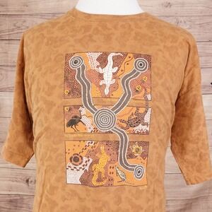 VINTAGE AFRICAN AZTEC WATERHOLE DREAMING LINDA NABANUNGA T-SHIRT SZ 2XL XXL